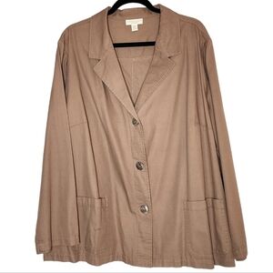 Appleseed's Tan Blazer Cotton Lyocell Pockets Women's Size 3X